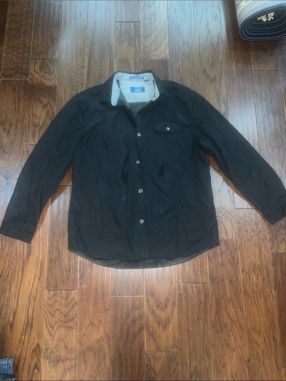 Men's Black Button-Up Shirt Jacket